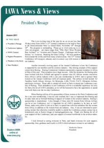 IAWA News & Views President’s Message Autumn 2011 J A N