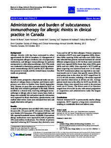 Blume et al. Allergy, Asthma & Clinical Immunology 2014, 10(Suppl 1):A10 http://www.aacijournal.com/content/10/S1/A10 ALLERGY, ASTHMA & CLINICAL IMMUNOLOGY