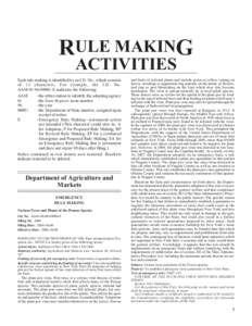 RULE MAKING ACTIVITIES Each rule making is identified by an I.D. No., which consists of 13 characters. For example, the I.D. No. AAM[removed]E indicates the following: