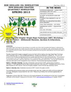 NEW ENGLAND ISA NEWSLETTER  NEW ENGLAND CHAPTER QUARTERLY NEWSLETTER  SPRING 2013