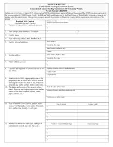 NOTICE OF INTENT Utah Pollutant Discharge Elimination System, Concentrated Animal Feeding Operation (CAFO) General Permit, Permit Number UTG08000 Submission of this Notice of Intent (NOI) with a complete NRCS certified p