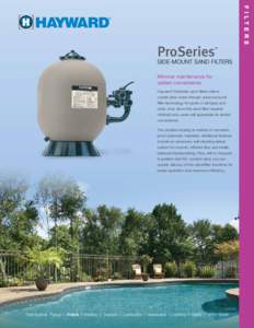 SIDE-MOUNT SAND FILTERS Minimal maintenance for added convenience. Hayward ProSeries sand filters deliver crystal clear water through advanced pool filter technology for pools of all types and