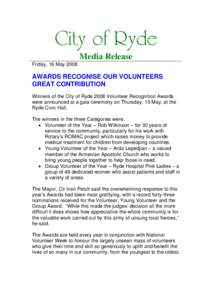 Microsoft Word - VOLUNTEER AWARDS WINNERS 2008.doc