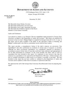 DEPARTMENT OF AUDITS AND ACCOUNTS 270 Washington Street, S.W., Suite[removed]Atlanta, Georgia[removed]RUSSELL W. HINTON STATE AUDITOR[removed]