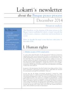 Lokarri´s newsletter about the Basque peace process December 2014 Situation analysis