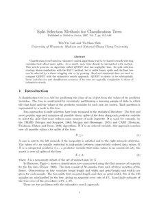 Split Selection Methods for Classification Trees Published in Statistica Sinica, 1997, Vol. 7, pp. 815–840