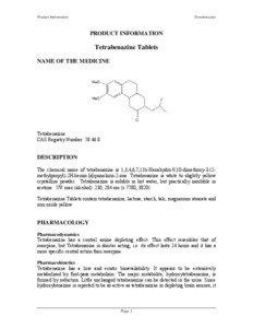 Product Information  Tetrabenazine