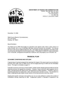 DEPARTMENT OF FINANCE AND ADMINISTRATION PHONE[removed], EXT.4218 FAX: ([removed] 10TH STREET P.O. BOX 758 GREELEY, COLORADO 80632
