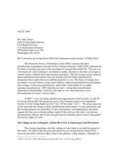 July 28, 2005  Mr. John Tanner Chief Voting Rights Section Civil Rights Division U.S. Department of Justice