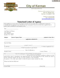 Print Form  City of Kerman Community Comes First  Planning & Development Services