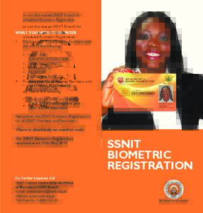 Biometrics / Economy of Ghana / SSNIT / Identity document / Fingerprint / Security / Identification / Access control