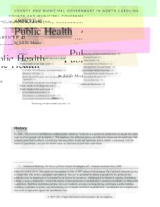 C O U N T Y A N D M U N I C I PA L G O V E R N M E N T I N N O R T H C A R O L I N A  ARTICLE 41 Public Health by Jill D. Moore