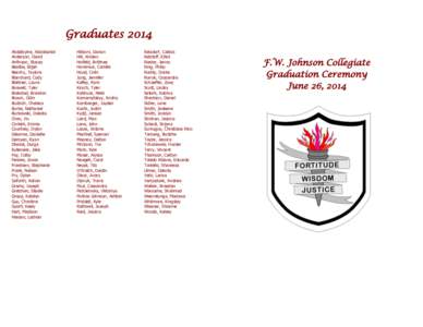 Graduates 2014 Abdalbyine, Abdalsabid Anderson, David Anfinson, Stacey Beattie, Elijah Beechy, Taylore