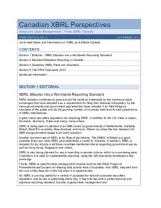 Canadian XBRL Perspectives Advanced Data Management - From XBRL Canada THIRD EDITION, VOL 3 NOVEMBER, 2013