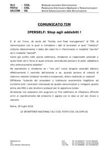 SLC - CGIL FISTel - CISL UILCOM - UIL