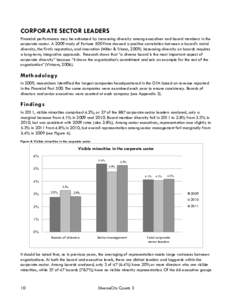 CORPORATE SECTOR LEADERS Financial performance may be enhanced by increasing diversity among executives and board members in the corporate sector. A 2009 study of Fortune 500 firms showed a positive correlation between a