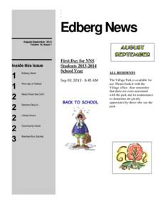 . . . Edberg News August/September 2013