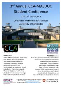 rd 3 Annual CCA-MASDOC Student Conference 17th-19th March 2014