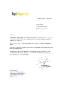 LETTRE DE RECOMMANDATION BPI FRANCE