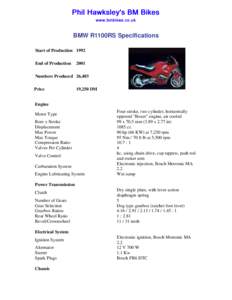 BMW R1100RS Specifications