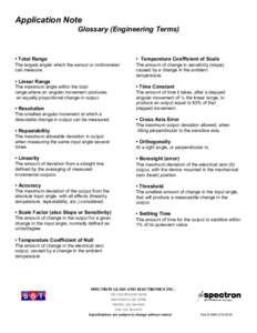 Application Note Glossary (Engineering Terms) • Total Range  • Temperature Coefficient of Scale