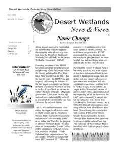 Desert Wetlands Conservancy Newsletter Fall 2008 Desert Wetlands News & Views