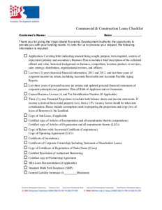 Microsoft Word - Commercial-Construction Loans Checklist.doc