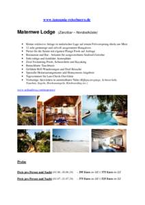 www.tanzania-reisebuero.de  Matemwe Lodge • • •