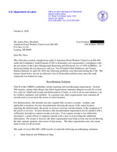 U.S. Department of Labor  Office of Labor-Management Standards Detroit District Office 211 West Fort Street, Suite 1313 Detroit, MI 48226