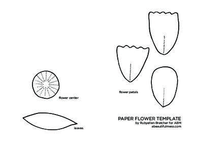 flower petals flower center PAPER FLOWER TEMPLATE leaves