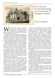 The Consecration of the Cemetery  The Unseemly Events Surrounding the Consecration Of Highgate Cemetery