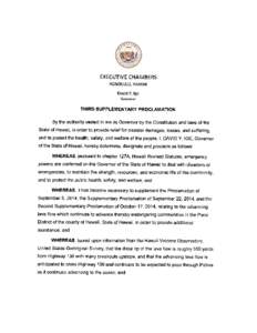 EXECUTIVE CHAMBERS HONOLULU, HAWAII David Y. Ige Governor  THIRD SUPPLEMENTARY PROCLAMATION