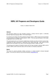 XBRL UK Preparers and Developers Guide  Version 1.0, 31 March 2010 XBRL UK Preparers and Developers Guide Version 1.0, dated 31 March 2010