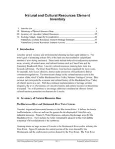 Natural and Cultural Resources Element Inventory I. II. III. IV.