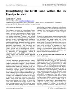 Journal of Science Policy & Governance  OP-ED: RESINTITUTING THE ESTH CONE Reinstituting the ESTH Cone Within the US Foreign Service