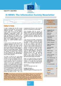 Issue # 7 | June[removed]IS NEWS: The Information Society Newsletter HIGHLIGHTS EVENTS PUBLICATIONS