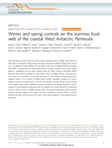 ARTICLE Received 23 Dec 2013 | Accepted 6 Jun 2014 | Published 7 Jul 2014 DOI: [removed]ncomms5318  Winter and spring controls on the summer food