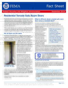 Fact Sheet Federal Insurance and Mitigation Administration SeptemberResidential Tornado Safe Room Doors