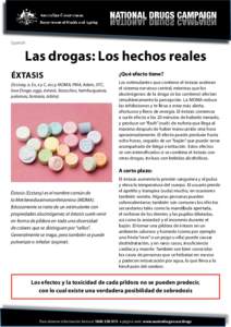 Spanish  Las drogas: Los hechos reales ÉXTASIS (Ecstasy, e, Ex, e y C, eccy, MDMA, PMA, Adam, XTC, love Droga, eggs, éxtasis, bizcochos, hamburguesas,