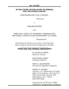 No[removed]IN THE UNITED STATES COURT OF APPEALS FOR THE FOURTH CIRCUIT WESTMORELAND COAL COMPANY, Petitioner v.