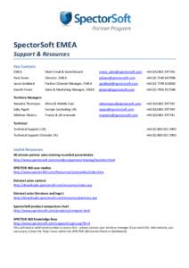 SpectorSoft EMEA Support & Resources Key Contacts EMEA  Main Email & Switchboard