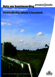 Nota van beantwoording Milieueffectrapport Herontwikkeling olieveld Schoonebeek Provincie Overijssel, Ministerie van Economische zaken 