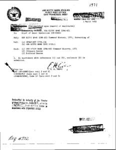 .. USS KITTY HAWK (CVA-63) FLEET POST OFFICE SAN FRANCISCO[removed]DECLASSIFIED