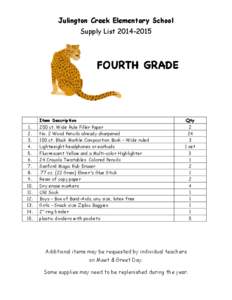 Julington Creek Elementary School Supply List[removed]3.