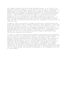 The numbers contained herein are being released pursuant to the order of the United States Court of Appeals for the Ninth Circuit in Carter v. Department of Commerce, 307 F.3d[removed]These numbers are not official Census 