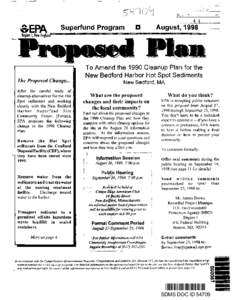 NEW BEDFORD, PROPOSED PLAN TO AMEND 1990 CLEANUP PLAN FOR HOT SPOT SEDIMENTS (DUPLICATE IN PORTUGUESE IS ATTACHED), [removed], SDMS# 54709