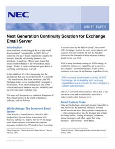 Next Generation Continuity Solution for Exchange Email Server