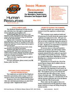 Inside Human Resources Timely Information For Managers, Supervisors, Directors and Support Staff