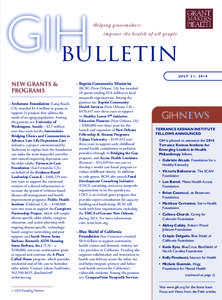 Helping grantmakers improve the health of all people BULLETIN J U LY 2 1 , [removed]