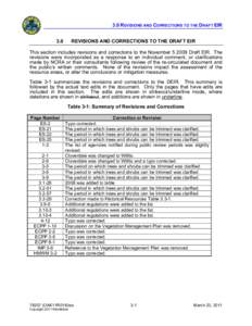 3.0 REVISIONS AND CORRECTIONS TO THE DRAFT EIR 3.0 REVISIONS AND CORRECTIONS TO THE DRAFT EIR  This section includes revisions and corrections to the NovemberDraft EIR. The